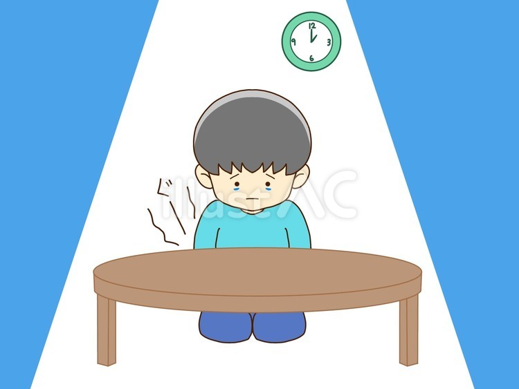 留守番する子供 空腹,育児放棄,放置のイラスト素材