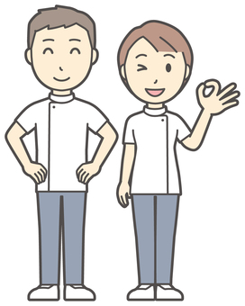  理学療法士の男女-008-全身 オッケー,理学療法士,男女,医療,病院,クリニック,整体師,柔道整復師,鍼灸師,人物のイラスト素材