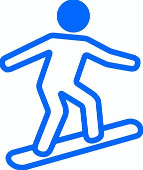 ピクトグラムの青のスノーボードです。 ピクトグラム,スノーボード,シンプル,スポーツ,冬,雪,アウトドア,板,ジャンプ,滑るのイラスト素材