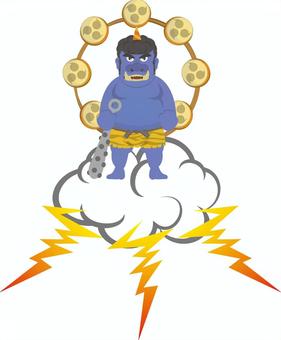 雲に乗った雷神 雲,雷,雷神,鬼,天気のイラスト素材