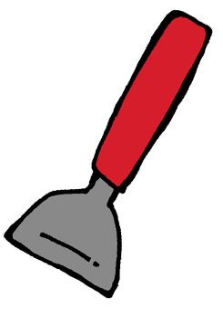 ヘラ（赤） ヘラ,コテ,テコ,カエシ,フライ返し,起こし返し,起こし金,ひっくり返す,お好み焼き,パンケーキのイラスト素材