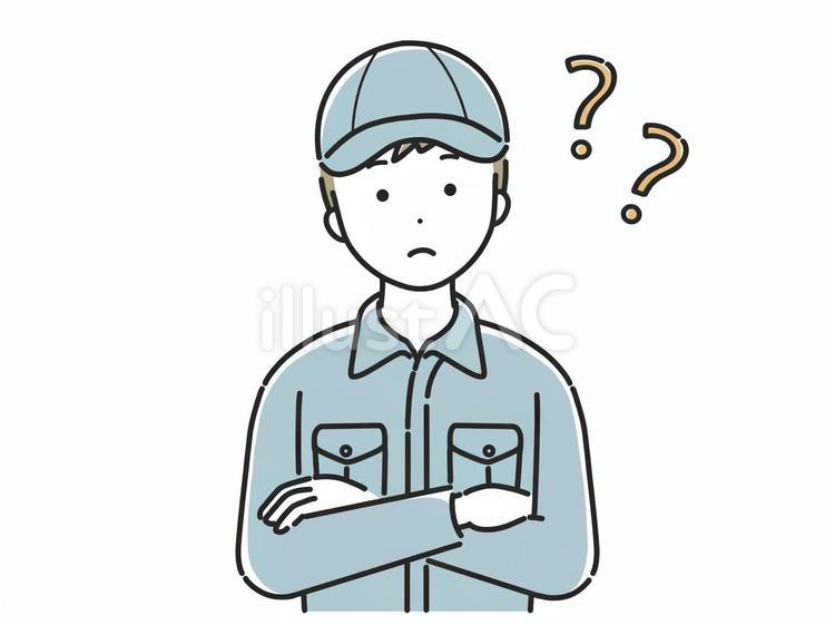 考えている作業服の男性 男性,人物,考え事のイラスト素材