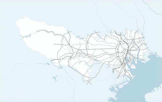 東京都のシンプルなロードマップ  東京,東京都,地図,マップ,路線図,路線,道路,関東,国道,高速道路のイラスト素材