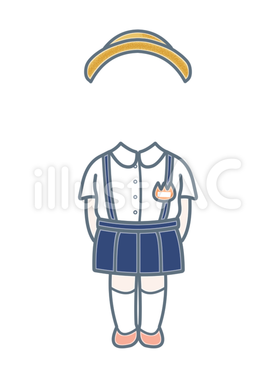 顔写真合成用衣装（幼稚園夏服スカート） 幼稚園,制服,顔ハメのイラスト素材
