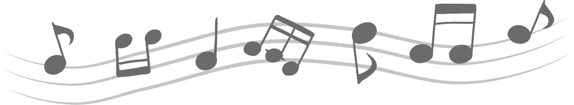 大きめの音符のライン素材 音符,楽譜,音楽,リズム,ハーモニー,ライン素材,飾り,シンプル,手書き,グレーのイラスト素材