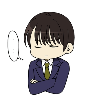 腕を組んで考えてる男性 人物,考える,思考,悩む,真剣,吹き出し,腕組み,真面目,男性,サラリーマンのイラスト素材