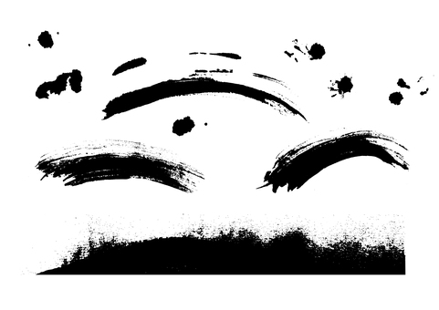 筆タッチ素材 筆タッチ素材,筆線,波線,曲線,手描き,かすれ,和風,和デザイン,飾りのイラスト素材