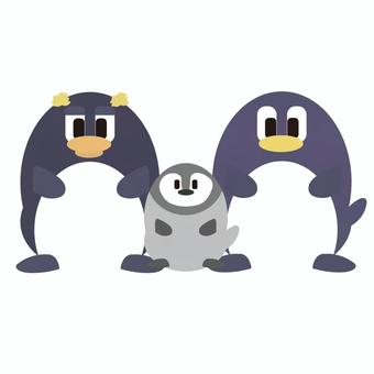 ペンギンの親子 ペンギンの親子 動物,生き物,ペンギン,親子,子供,親,海鳥,南極,イワトビペンギン,かわいいのイラスト素材