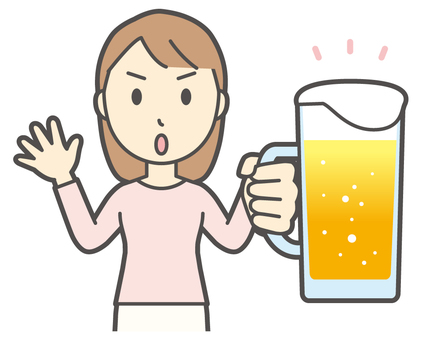  ロングヘア女性-416-バスト ビール,注意,女性,女の子,人物,かわいい,説明,警告,表情,感情のイラスト素材