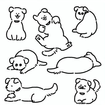 犬線画 犬,わんこ,わんちゃん,ペット,飼い主,動物,線画,ラインイラスト,シンプル,ゆるいのイラスト素材