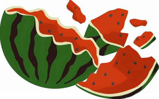 割れたスイカ スイカ,果実,果物,野菜,夏,食品,食べ物,割れた,割れる,スーパーのイラスト素材