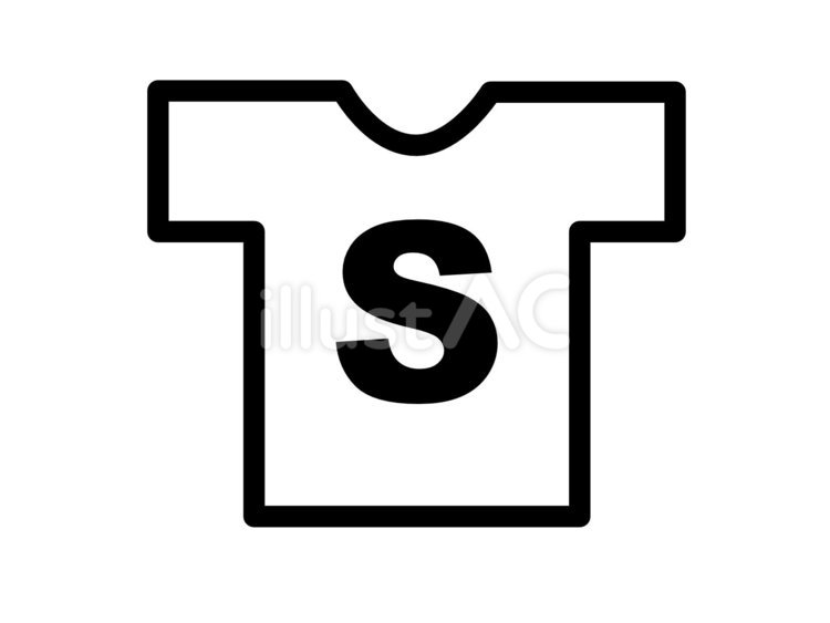 Tシャツ　Sサイズ　線のみ シャツ,サイズ,寸法のイラスト素材