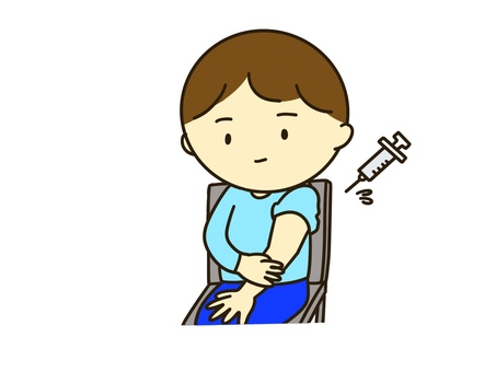 予防接種 予防接種,子供,男の子,注射,笑顔,病院,単品,単体,挿絵,注射器のイラスト素材