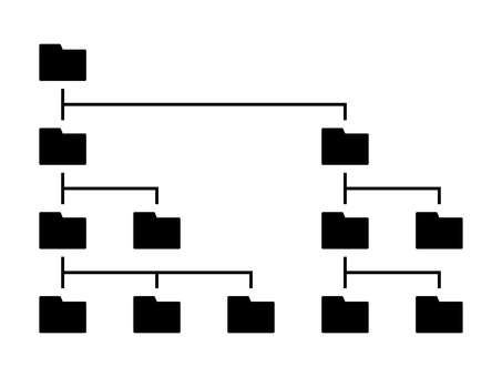 フォルダ階層構造 フォルダ,ファイル,階層,データ,保存,管理,整理,資料,保管,場所のイラスト素材