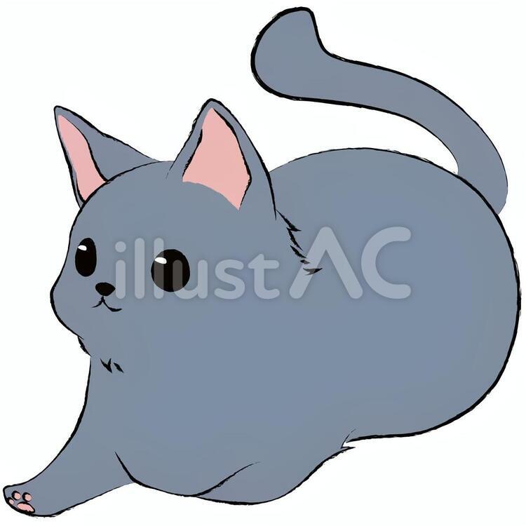 片足出し香箱座り　ネコ(黒ねこ) ネコ耳,香箱座り,動物のイラスト素材