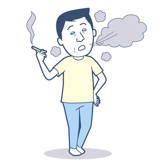 タバコを吸っている日本人の男性_淡色版 男性,おじさん,タバコ,全身,40代,50代,60代,ニコチン,スモーカー,喫煙のイラスト素材