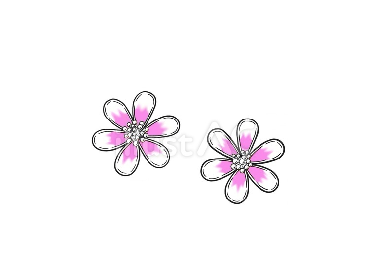 6枚の花弁のあるピンクの花(フラワー) 花弁,自然,はなのイラスト素材