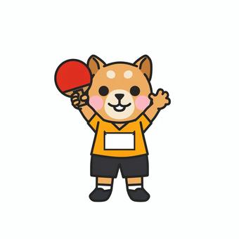 卓球ラケットを持ってアピールするイヌ 卓球,卓球部,ラケット,ピンポン,球技,部活,テーブルテニス,インドアスポーツ,室内スポーツ,運動のイラスト素材