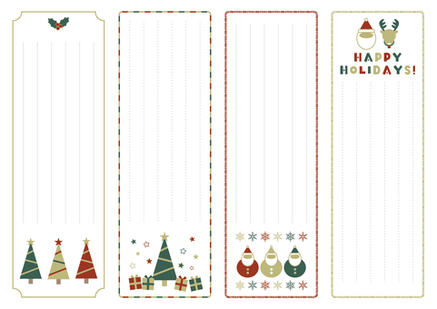 クリスマスの一筆箋 一筆箋,便箋,手紙,シンプル,メモ,枠,クリスマス,クリスマスツリー,サンタクロース,サンタさんのイラスト素材