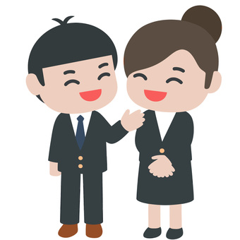 ボケるOLとツッコむビジネスマン ol,ビジネスマン,ボケ,ツッコミ,笑い,コミカル,会話,職場,オフィス,人間関係のイラスト素材