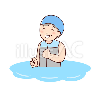 シニアの水中ウォーキング女性B
