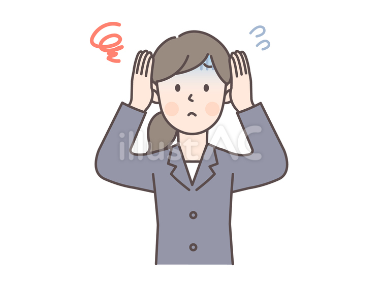 頭を抱えて青ざめて悩む会社員女性 人物,会社員,女性のイラスト素材
