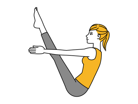 Illustration, joga, fem, ludzie, 