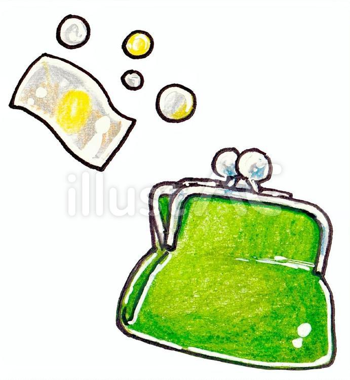 がま口財布とお金 がま口,財布,お金のイラスト素材