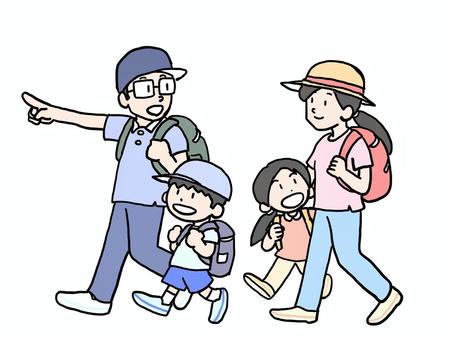 Illustration of hiking with family, JPG and PNG Illustration of hiking with family, hiking, family, holiday, JPG and PNG
