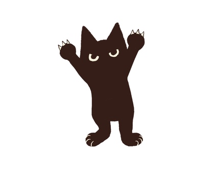 黒ねこ09 黒ねこ09 黒猫,ねこ,怒る,威嚇,手書き,ゆるいのイラスト素材