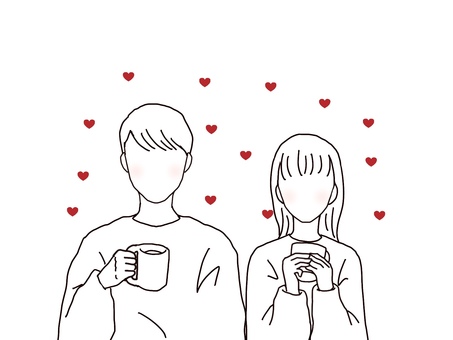 カップルイラスト 恋愛,恋愛中,カップル,恋人,男女,男性,女性,人物,ハート,複数のイラスト素材