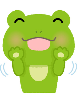 カエル拒否 カエル,拒否,否定,遠慮,なだめる,笑顔,両生類,動物,緑のイラスト素材