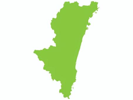 地図／宮崎県 宮崎県,地図,マップ,形,島浦島,日向灘,大島,島,シルエット,緑のイラスト素材