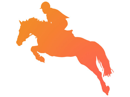 スポーツ　馬術　シルエット　虹