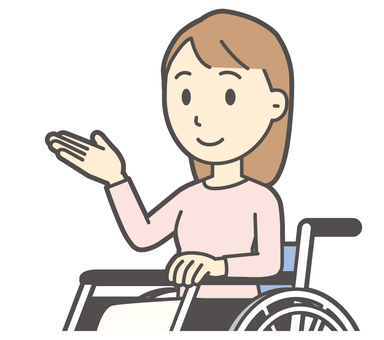  ロングヘア女性-299-バスト 車いす,女性,女の子,人物,かわいい,障害者,車椅子,手かざし,こちら,どうぞのイラスト素材