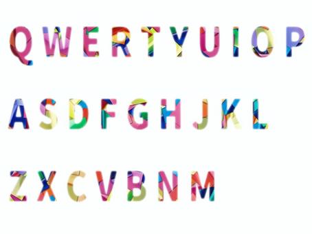 カラフルなQWERTY配列アルファベット アルファベット,qwerty配列,カラフル,文字,セット,スウォッチ,大文字,英語,ワード,wordのイラスト素材