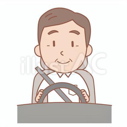 笑顔で運転中の中高年の男性