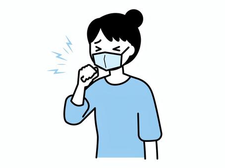 咳き込む女性のイラスト03 人物,女性,20代,30代,40代,上半身,体調不良,医療,病院,風邪のイラスト素材