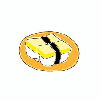 お寿司 お寿司,卵,お皿,おいしい,酢飯,二巻,黄色,だし巻き卵のイラスト素材