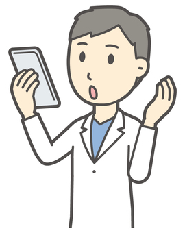  男性医師白衣-171-バスト スマホ,医者,医師,男性,白衣,スクラブ,病院,医療,ドクターコート,先生のイラスト素材