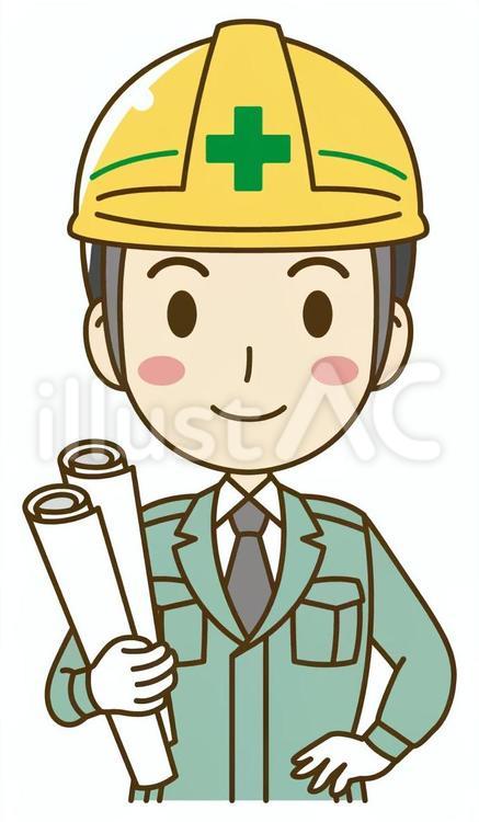 図面を持つ男性現場監督＿工事現場＿上半身 現場監督,現場,監督のイラスト素材