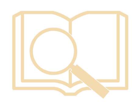 調べものアイコン 調べる,虫眼鏡,チェック,本,一冊,ノート,読む,学習,無地,見開きのイラスト素材