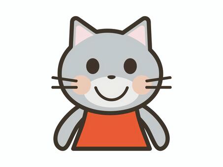 笑顔のかわいい猫の上半身イラスト 猫,かわいい,笑顔のイラスト素材