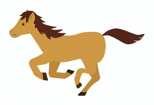 干支の午・馬_年賀素材11 馬,動物,生物,競馬,たてがみ,サラブレッド,干支,十二支,正月,素材のイラスト素材