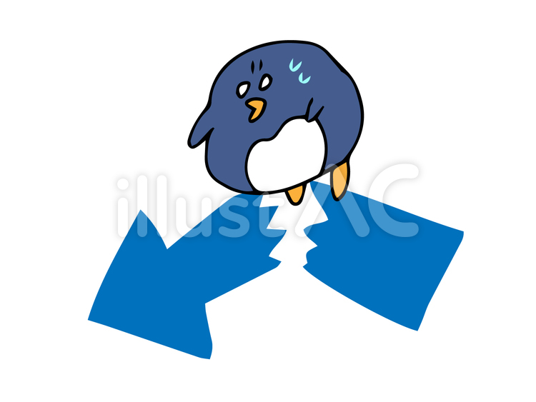 矢印　折れる　ペンギン ペンギン,矢印,折れるのイラスト素材