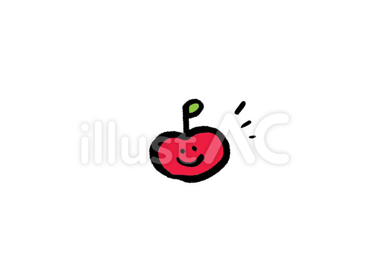 りんごっこちゃん りんご,果物,ニコニコのイラスト素材