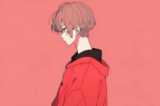 Illustration, profile, short hair, brown hair, 