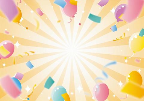 カラフルな紙吹雪と可愛い集中線