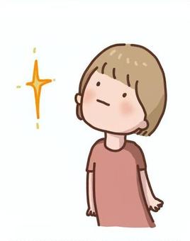 空を見て物思いにふける、かわいい女の子 空を仰ぐ,物思い,想像,女の子,空想のイラスト素材