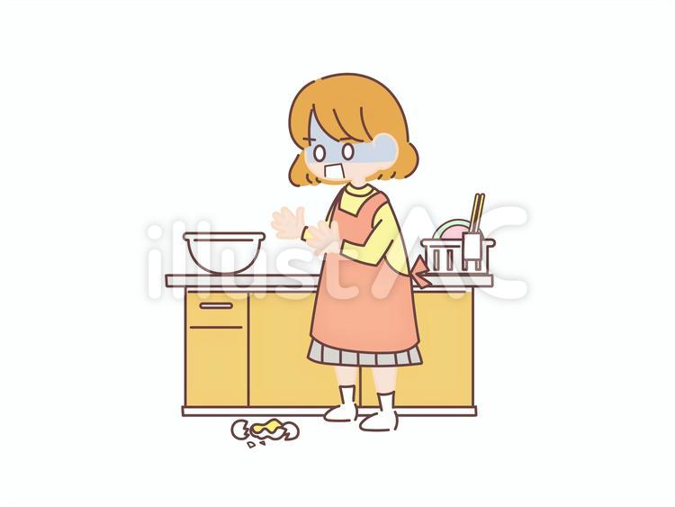 卵　落とす 卵,落とす,割れるのイラスト素材